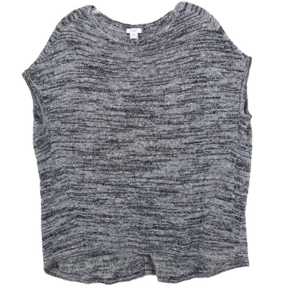 J. Jill Pure Linen Blend Knit Sleeveless Top Size XL Petite Black white knitted